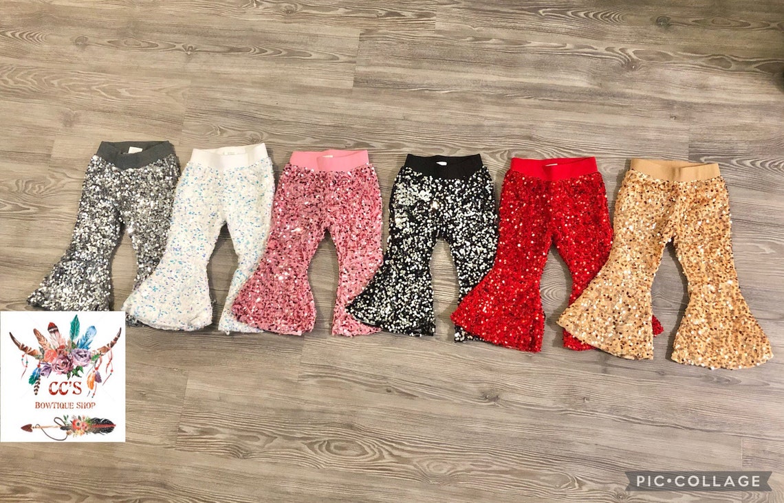 Pink Sequin Bell Bottoms/ bell bottoms for babies/ sequin baby Etsy