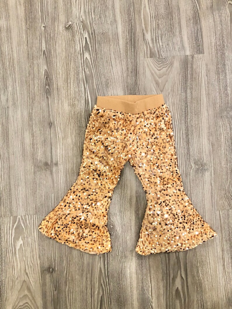 Gold Sequin Bell Bottoms/ Baby Sequin Bells/ Bell Bottoms for | Etsy
