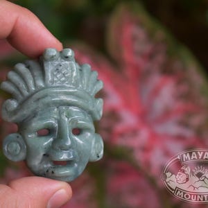 Mayan BURIAL MASK // Maya Face // JADEITE Jade // Necklace Pendant // Guatemalan Guatemala