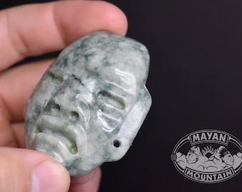 LARGE OLMEC Olmeca Mask // JADEITE Jade //Face Head Necklace Pendant // Guatemalan Guatemala