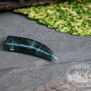 DARK BLUE // Tooth Claw Jaguar Pendant // Guatemalan Jadeite Jade //  Mayan Mountain