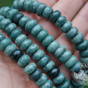 LOT OF 10 // Large Hole SPACER Beads // Green Speckled Mint  //  Guatemalan Jadeite Jade //  12 mm Bead