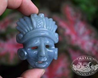 Mayan BURIAL MASK // Maya Face // JADEITE Jade // Necklace Pendant // Guatemalan Guatemala