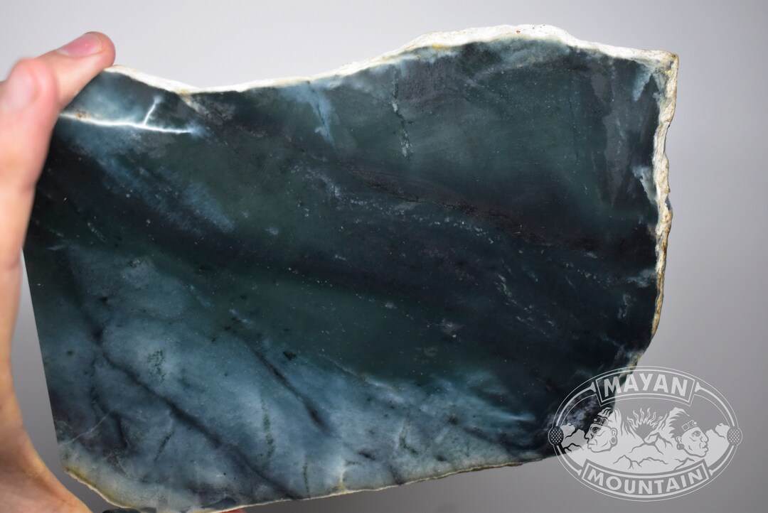 Large Thin Slab of 2 TONE Dark BLUE // Amazing Pattern // Rough Jadeite ...