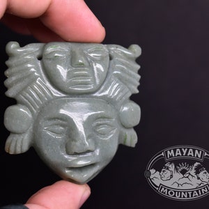Mayan BURIAL MASK // Maya Face // JADEITE Jade // Necklace Pendant // Guatemalan Guatemala