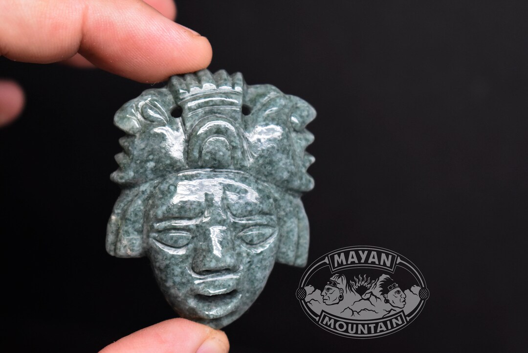 Mayan BURIAL MASK // Maya Face // JADEITE Jade // Necklace Pendant