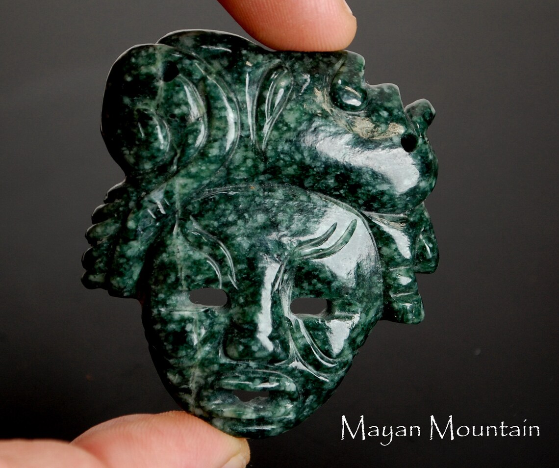 Mayan BURIAL MASK // Maya Face // JADEITE Jade // Necklace Etsy Ireland