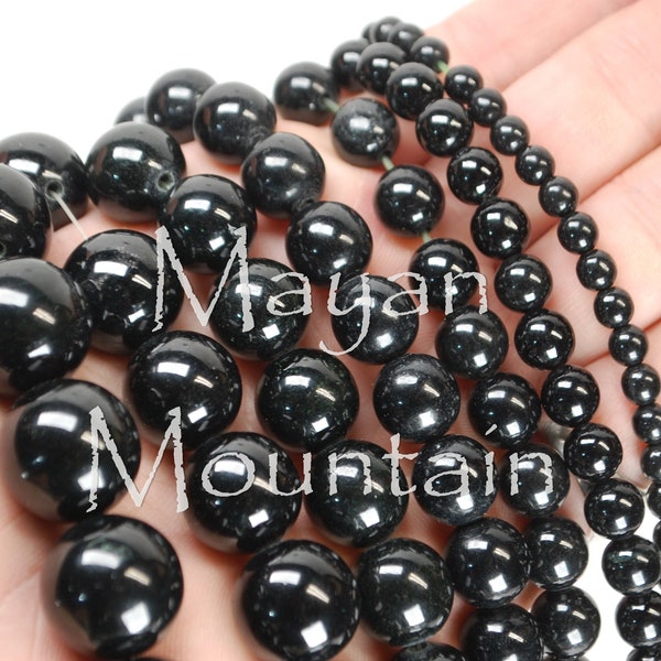 WHOLESALE // Lot of 5 // Guatemalan Guatemala // Jadeite Jade // JET BLACK // Handmade Beads // Mayan Mountain // 6 to 18 mm