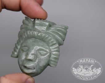 Mayan BURIAL MASK // Maya Face // JADEITE Jade // Necklace Pendant // Guatemalan Guatemala