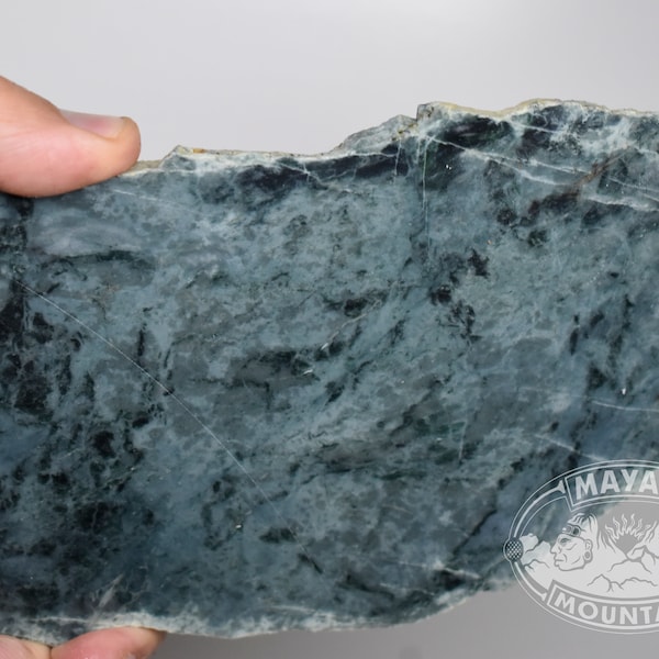 WILD PATTERN! Speckled Blue & Grey //  Rough Jadeite Jade Thin Slab // Guatemalan Guatemala // Mayan Mountain