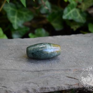 HUGE BARREL Tube Bead // Guatemalan Jaguar Green Jade // Jadeite Mayan Mountain // Large hole