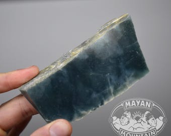 PRINCESA BLUE GREEN  // Very Translucent // Cloudy Texture // Deep Color // Rough Guatemalan Jadeite Jade // Mayan Mountain
