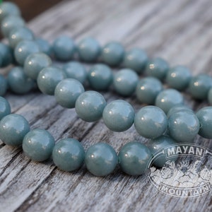 LIMITED STOCK! // Light Celestial Blue // Guatemalan Jadeite Jade // Lot of Ten Bead Beads //  Round // Mirror Polish //10 mm