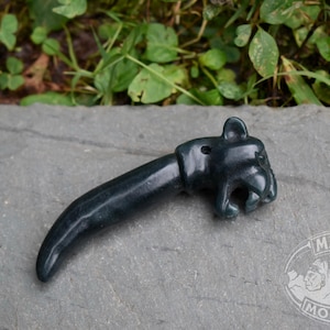 ROARING JAGUAR w/ CLAW // Carved in Guatemalan Jadeite Jade // Maya Necklace Pendant // Mayan Mountain