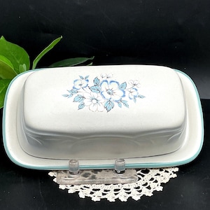Vintage 2-Piece Stoneware 1/4 Pound Stick Covered Butterdish “Ashberry” Pattern by Country Ware, JAPAN