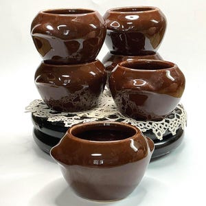 Vintage Heinz McCoy Bean Pots Set, Brown Glazed Pottery Crock Bowls
