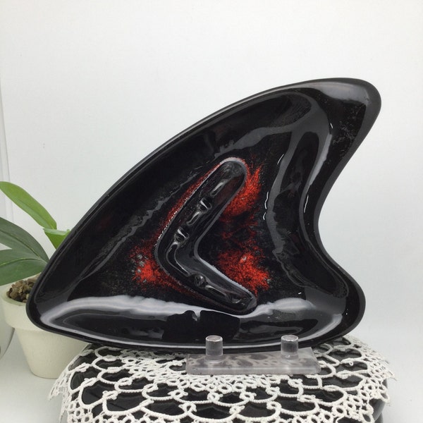 Vintage Classic Atomic Mid Century Modern Black Red Glazed Maddox Pottery of California, USA