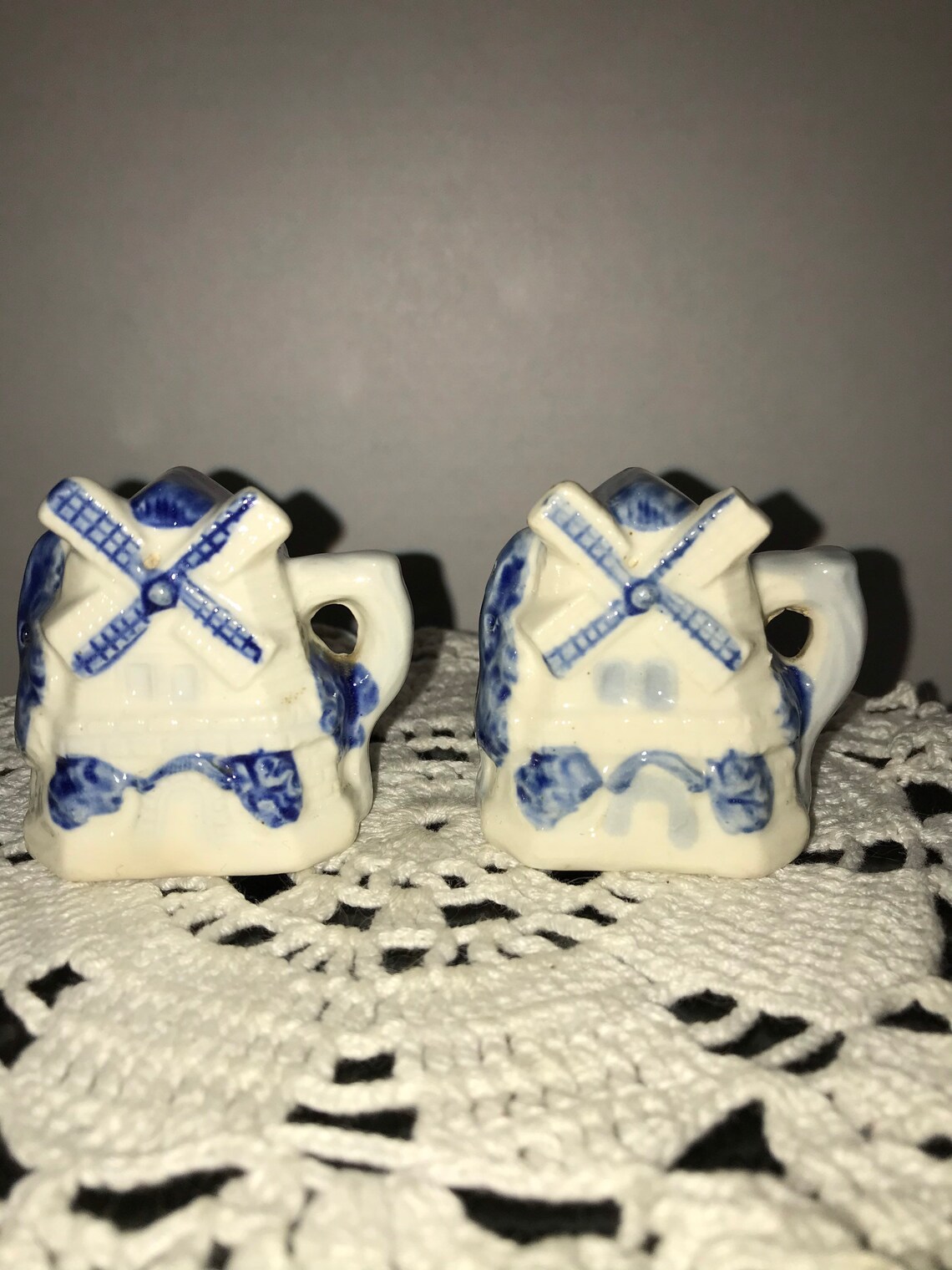 Occupied Japan Salt and Pepper Shakers Blue and White Windmill Etsy