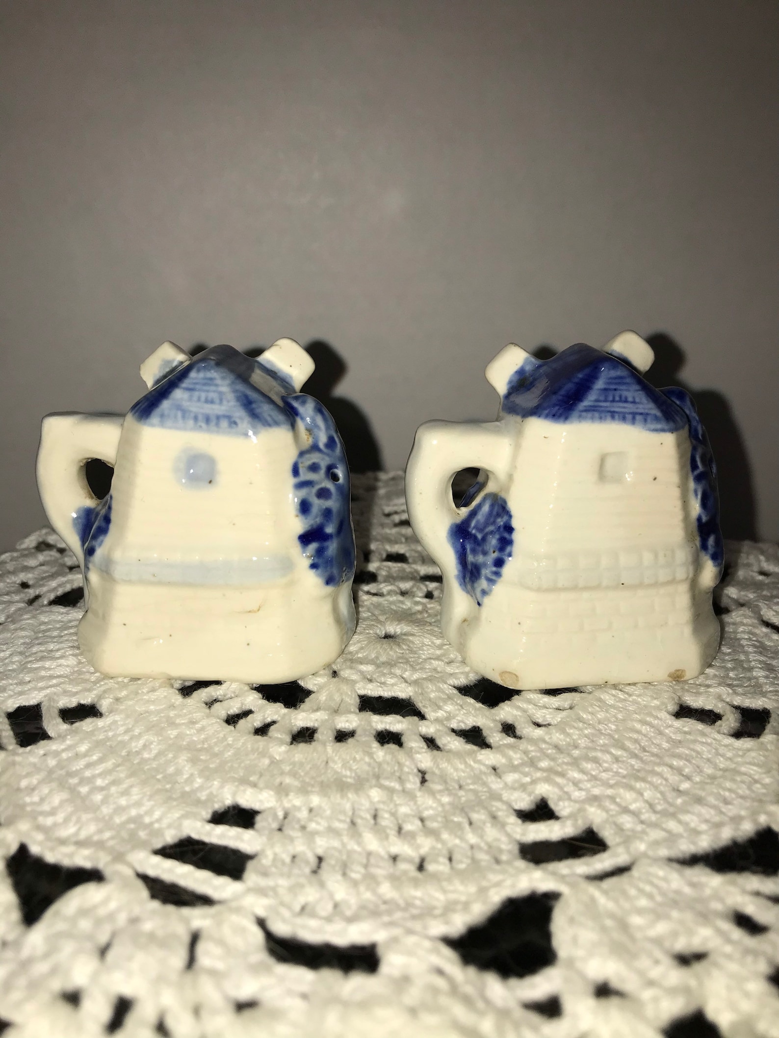 Occupied Japan Salt and Pepper Shakers Blue and White Windmill Etsy