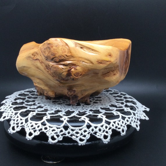 Small Light Wood Burl Handmade Artist Signed Abstact … - Gem
