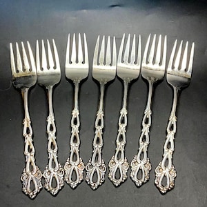 Single Vintage Oneida Community 18/8 Stainless Silverware Flatware “Chandelier” Salad Forks, 7” Replacement, USA