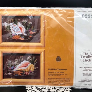 Vintage The Creative Circle 1983 “Sea Treasures” Design by Jan Dalton, 2 (2x7) Crewel Kit