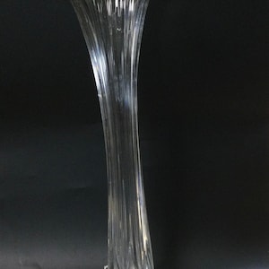 Vintage Tall Blown in Mold Bottom Clear Ribbed Swung Stetch Vase, 1940