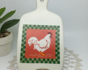 Vintage Crowning Touch Collection Rooster Print Porcelain Cheese Board Wall Decor, JAPAN