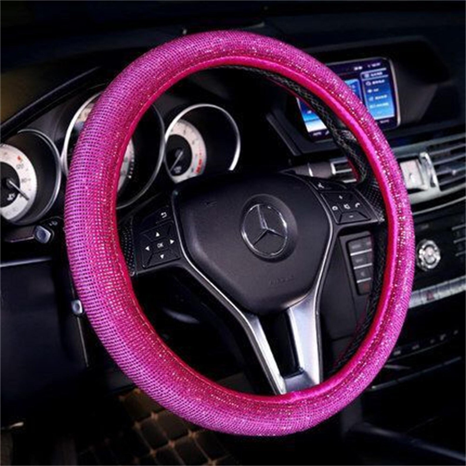 Bling Glitter Diamond Car Steering Wheel Cover Shiny Crystal Etsy
