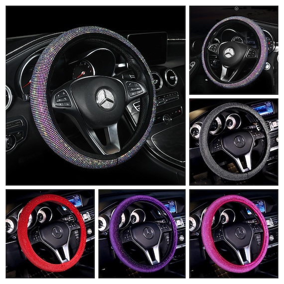 Bling Rhinestone Car Steering Wheel Cover Women Car Accessories 15inch  Universal