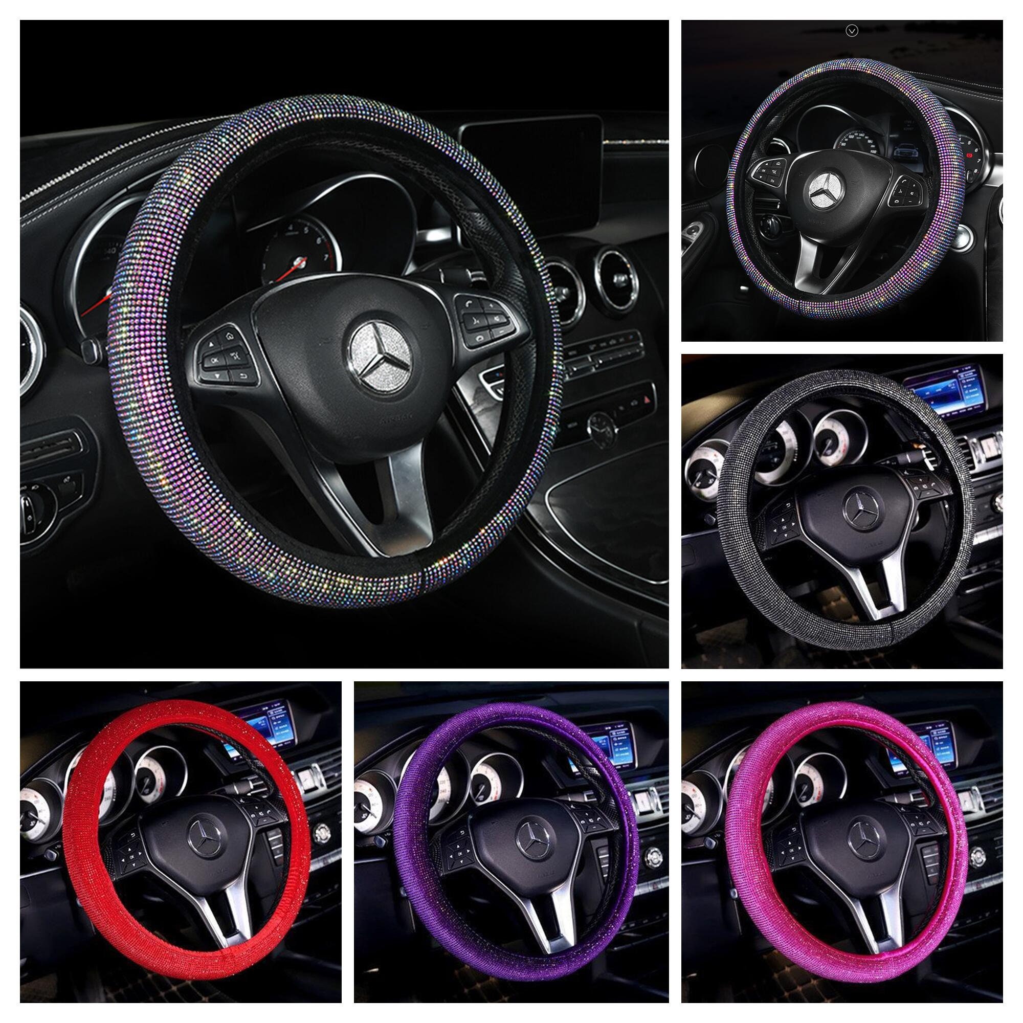 U So Shiny Diamond Leather Steering Wheel Cover with Bling Bling Crystal Rhinestones Universal Fit 15 Inch Car Wheel Protector for Women Girls,Black U So Shiny Diamond Leather Steering Wheel Cover with Bling Bling Crystal Rhinestones Universal Fit 15 Inch Car Wheel Protector for Women Girls,Black
