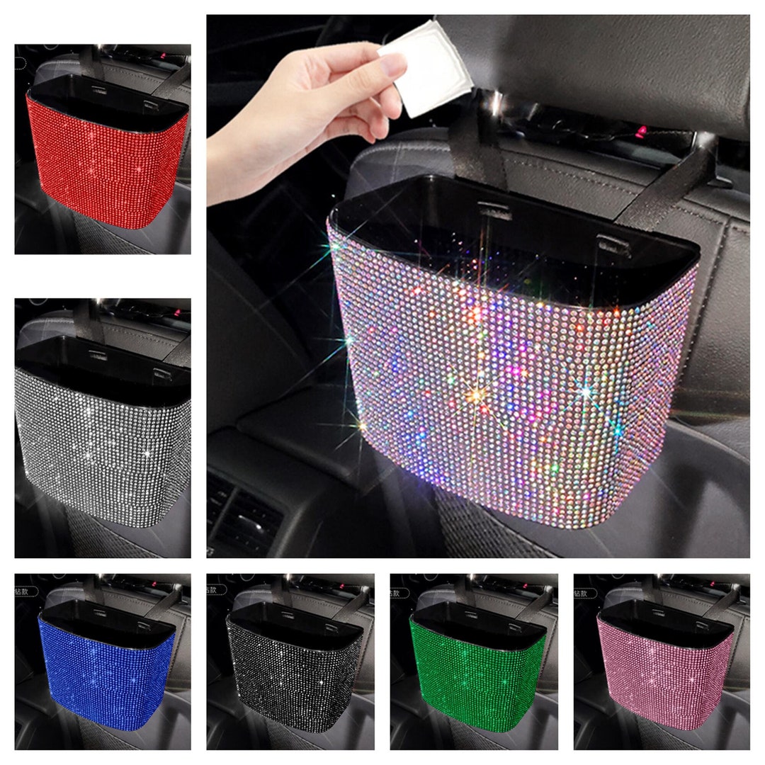 Luxury Bing Glitter Diamond Car Garbage Can Sparkle Rhinestones Car ...