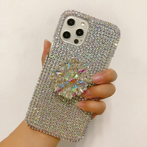 Ring Holder Kickstand Phone Case For iPhone 15/14/13/12/11/Galaxy S23/S22/S21/S20/Note 20/10 Crystal Rhinestone Bling Glitter Diamond Cover
