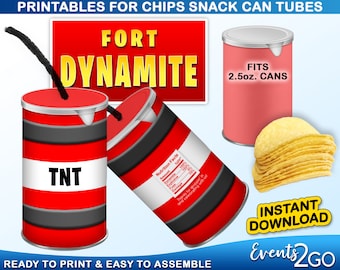 Gamer Dynamite TNT Chips 2,5 Unzen Snack können Etiketten wickeln, Mitbringsel Dekoration, digitale druckbare sofort Download DIY