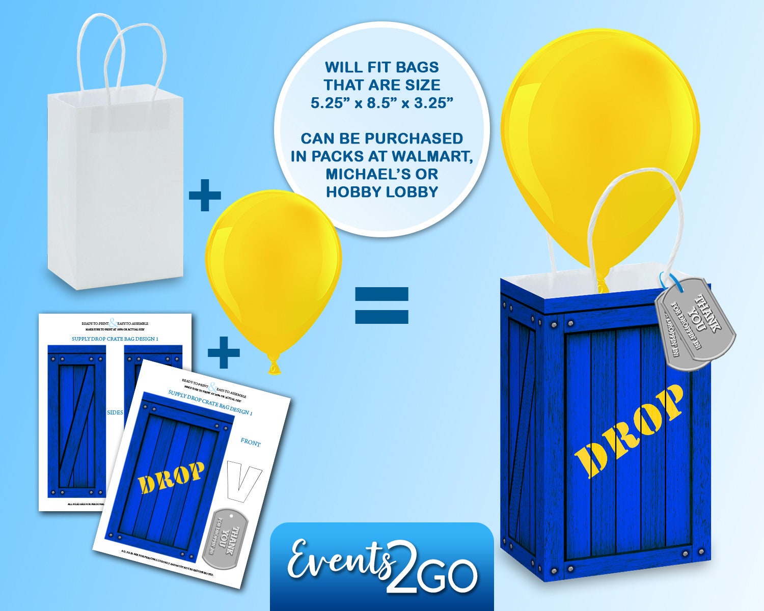 Gamer Drop Crate Bag Loot Party Favor Blue Drop Box Crate - Etsy