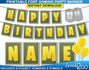 Gamer Banner, Militärspiel-Schlacht-Geburtstagsparty Backdrop Dekoration, digital druckbare Dekorationen, Instant Download DIY