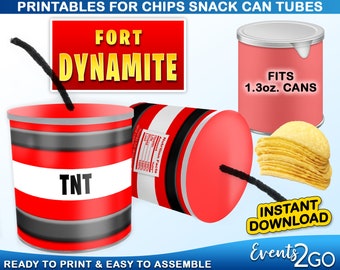 Gamer Dynamite TNT Chips 1,3 Unzen Snack können Etiketten wickeln, Mitbringsel Dekoration, digitale druckbare sofortige Download DIY