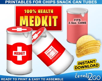Gamer Med Kit Chips 2,5 Unzen Snack Dose Etiketten & Wrap, Party Favor Snacks Dekoration Digital Printable Instant Download DIY