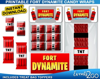 Gamer Dynamite TNT Candy Bar Wrapper Labels, Treat Bag Party Favor Birthday, Digital Printable Instant Download DIY