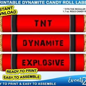 Étiquettes d'emballage de rouleau de barre chocolatée Gamer Dynamite TNT, cadeau cadeau anniversaire bataille imprimable téléchargement immédiat bricolage