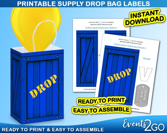 Gamer Drop Crate Bag Loot Party Favor Blue Drop Box Crate - Etsy