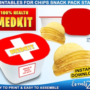 Gamer Med Kit Chips 0.67 oz Snack Stack Labels & Wrap, Party Favors Decoration, Digital Printable Instant Download DIY