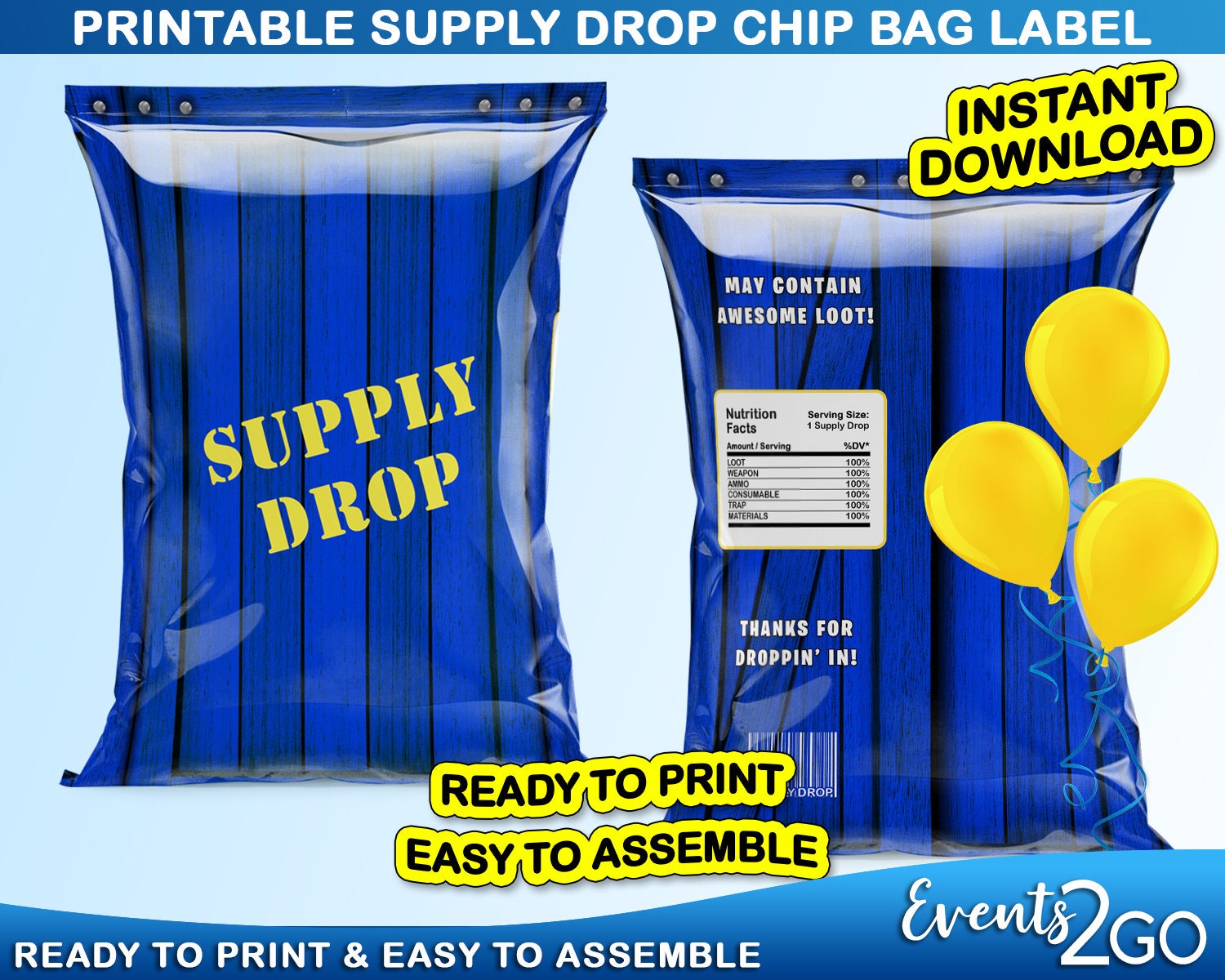 Gamer Drop Crate Chip Bag Mystery Blind Loot Goody Party - Etsy