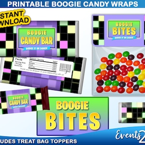 Gamer Boogie Candy Bar Wrapper Labels, Treat Bag Party Favors, Decoration, Digital Printable Instant Download DIY