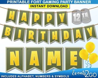 Gamer Banner, Militärspiel-Schlacht-Geburtstagsparty Backdrop Dekoration, digital druckbare Dekorationen, Instant Download DIY