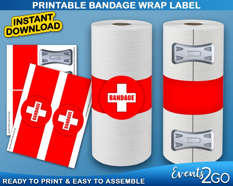 Gamer Bandage Med Kit Paper Towel Wrap Labels, Party Decoration Game ...