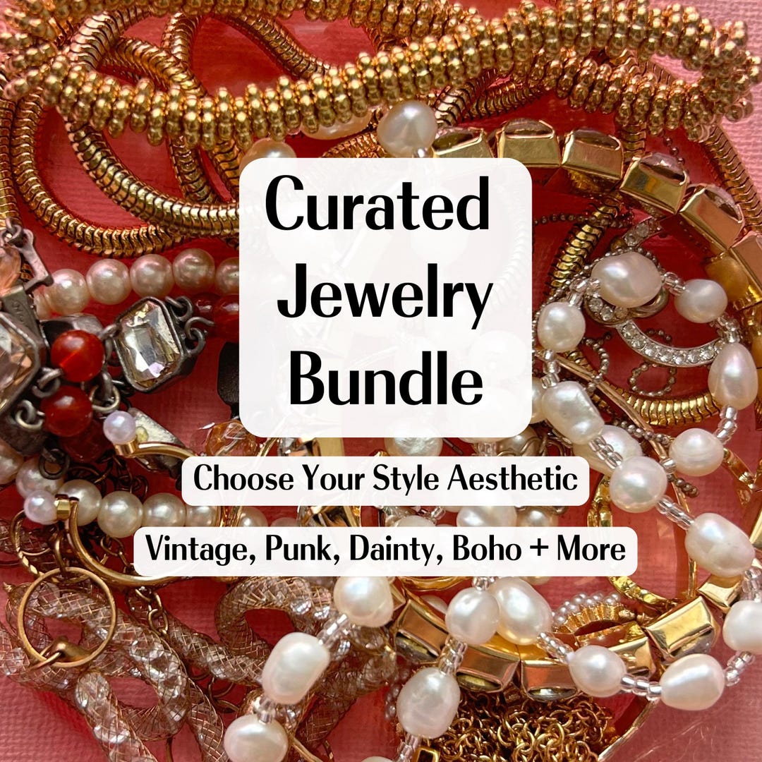 Curated Vintage Jewelry Bundle Ring Necklace Bracelet Set Etsy UK