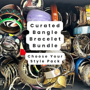 Curated Bangle Bracelet Bundle | Vintage Bangle Lot | Boho Stackable Bracelets | Statement Cuffs | Mixed Metal Bangles