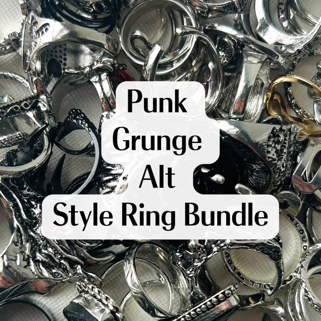 Punk Ring Bundle – Ring Jar, Grunge Rings, Alt Jewelry, Silver ...