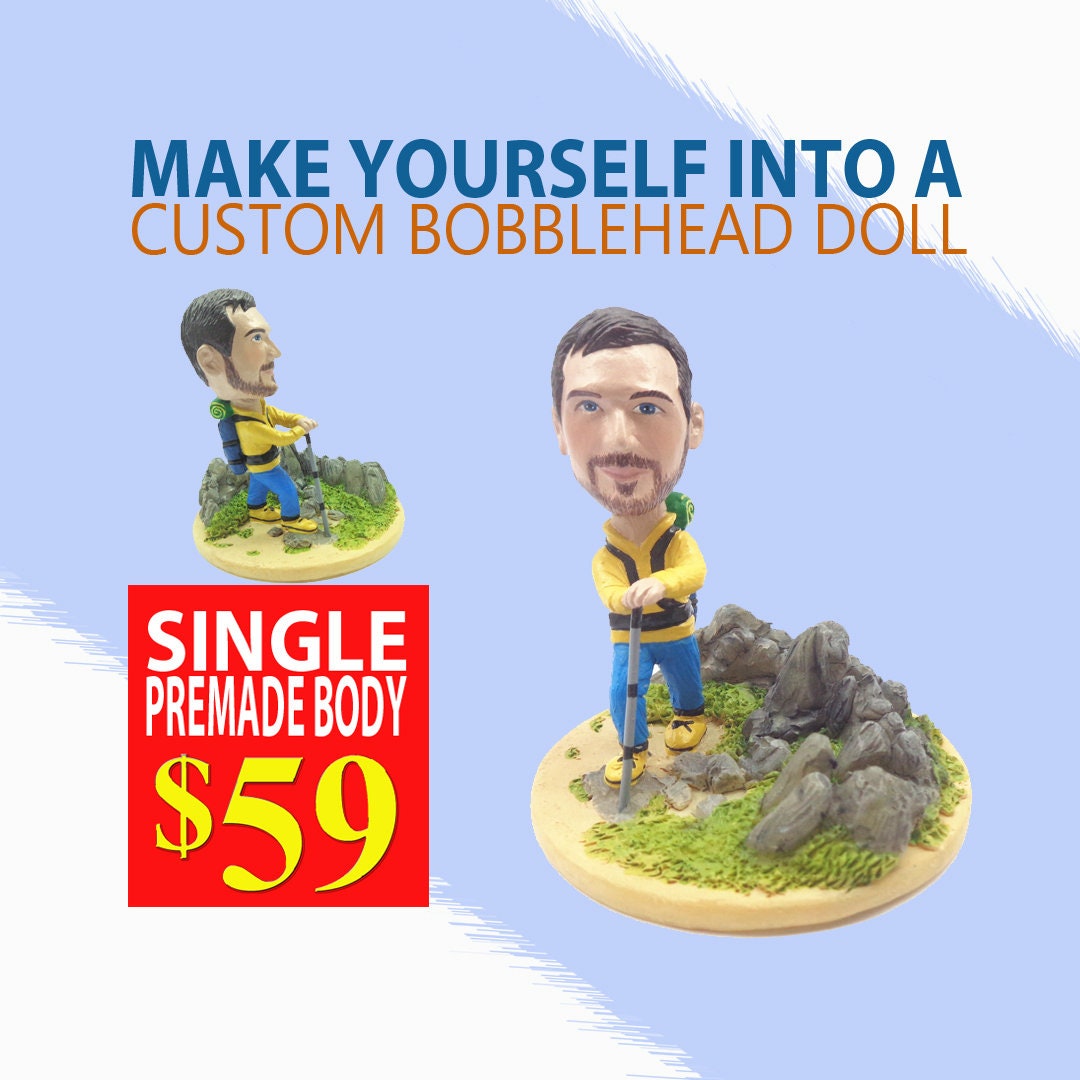 Hiker Bobblehead Custom Bobblehead 7 Inch Premade Body Etsy